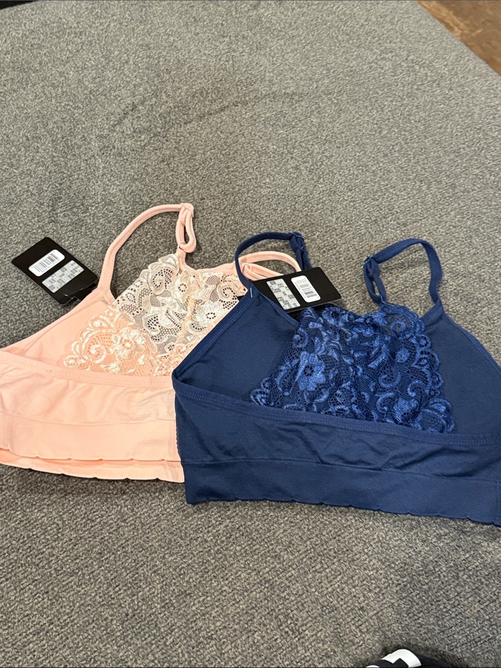 Lace Racerback Bralettes - Pink & Navy Size Small set of two